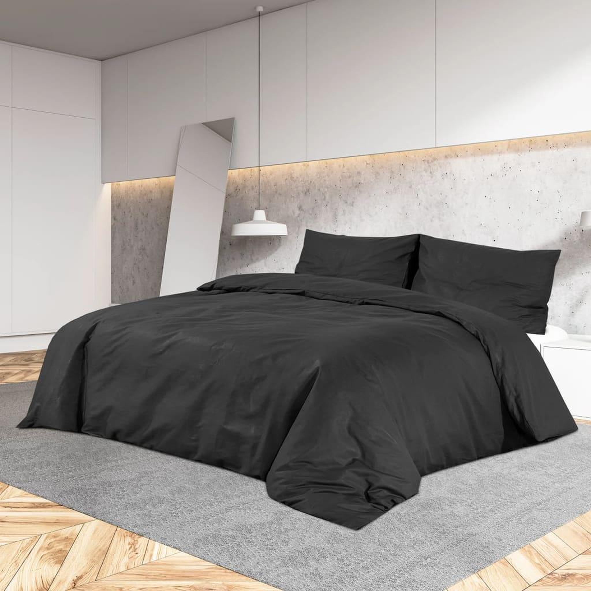 VIDAXL Ensemble de housse de couette Noir 200x220 cm Microfibre legere