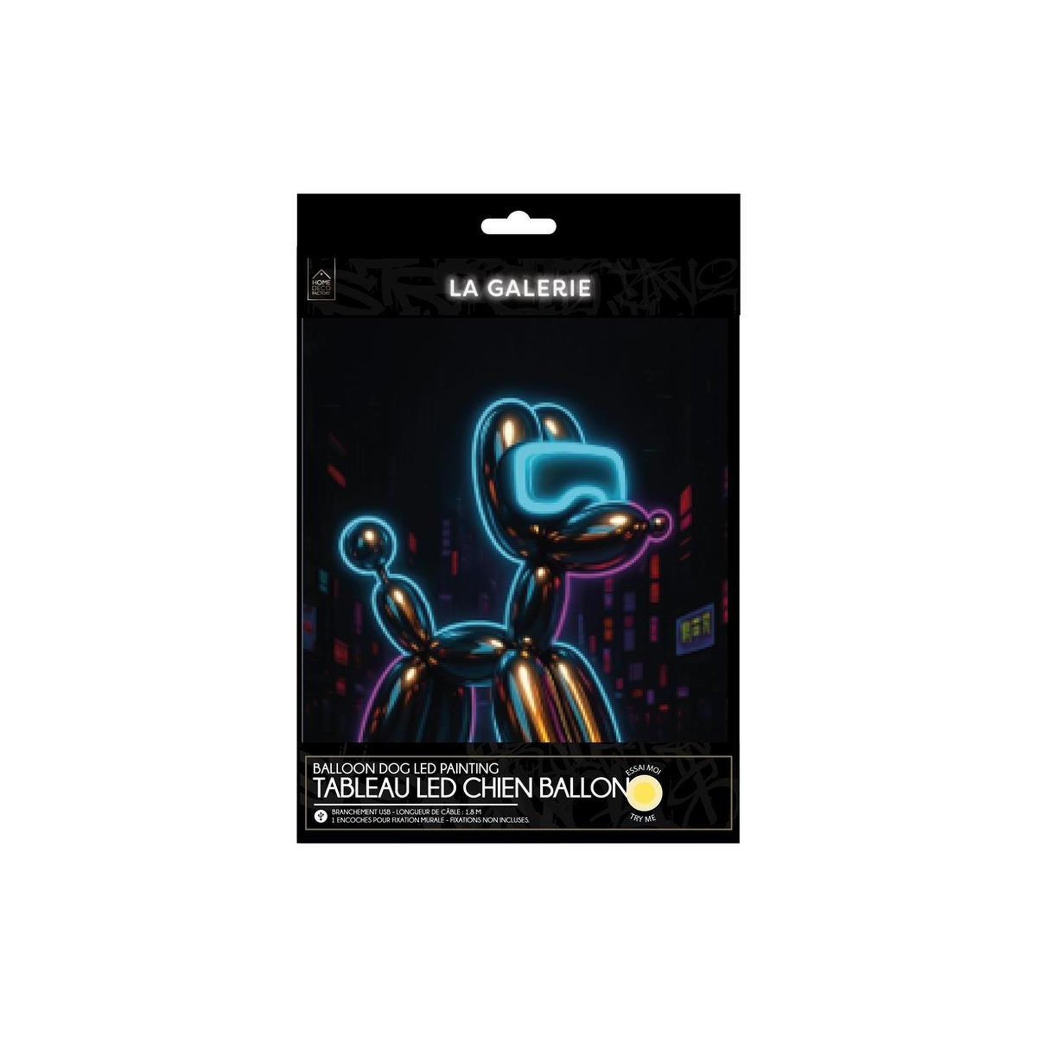 Voir la diapositive 5 : The Home Deco Factory Tableau led  ballon dog  30x40cm multicolore