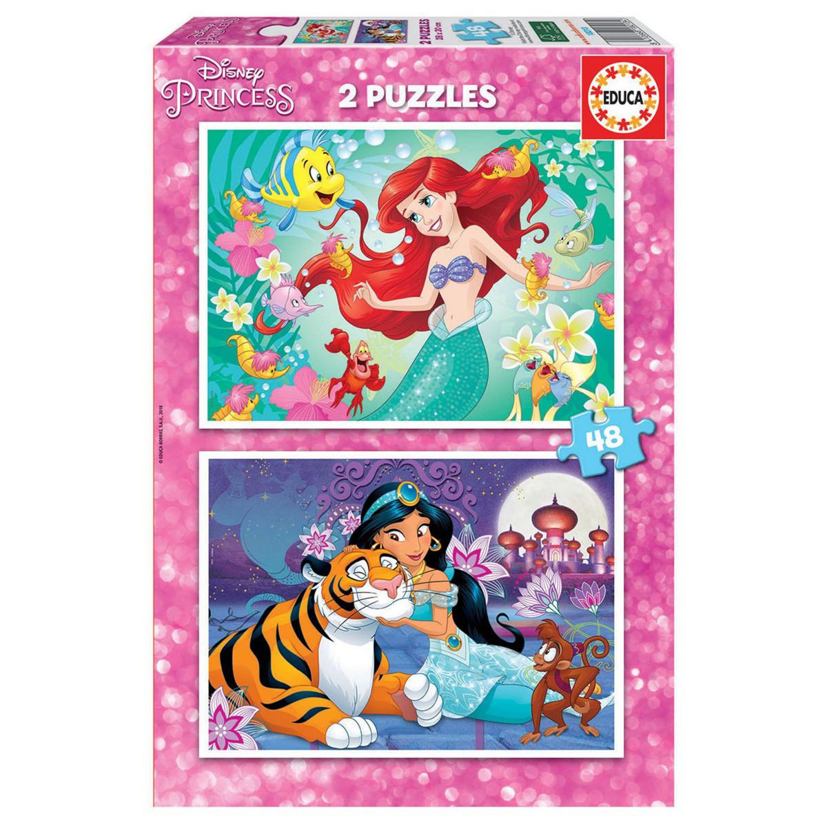 EDUCA Puzzle 2 x 48 - Princesse Ariel et Princesse Jasmin