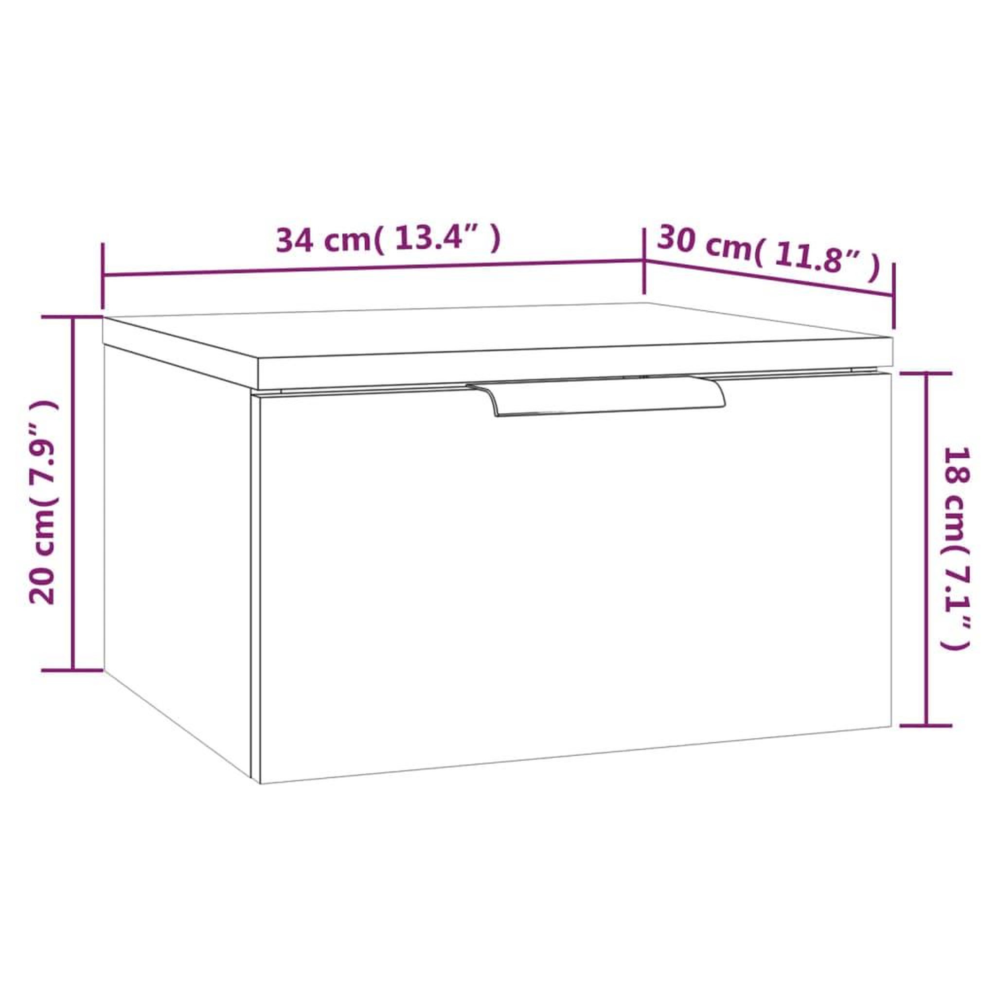 Voir la diapositive 6 : VIDAXL Table de chevet murale Chene sonoma 34x30x20 cm