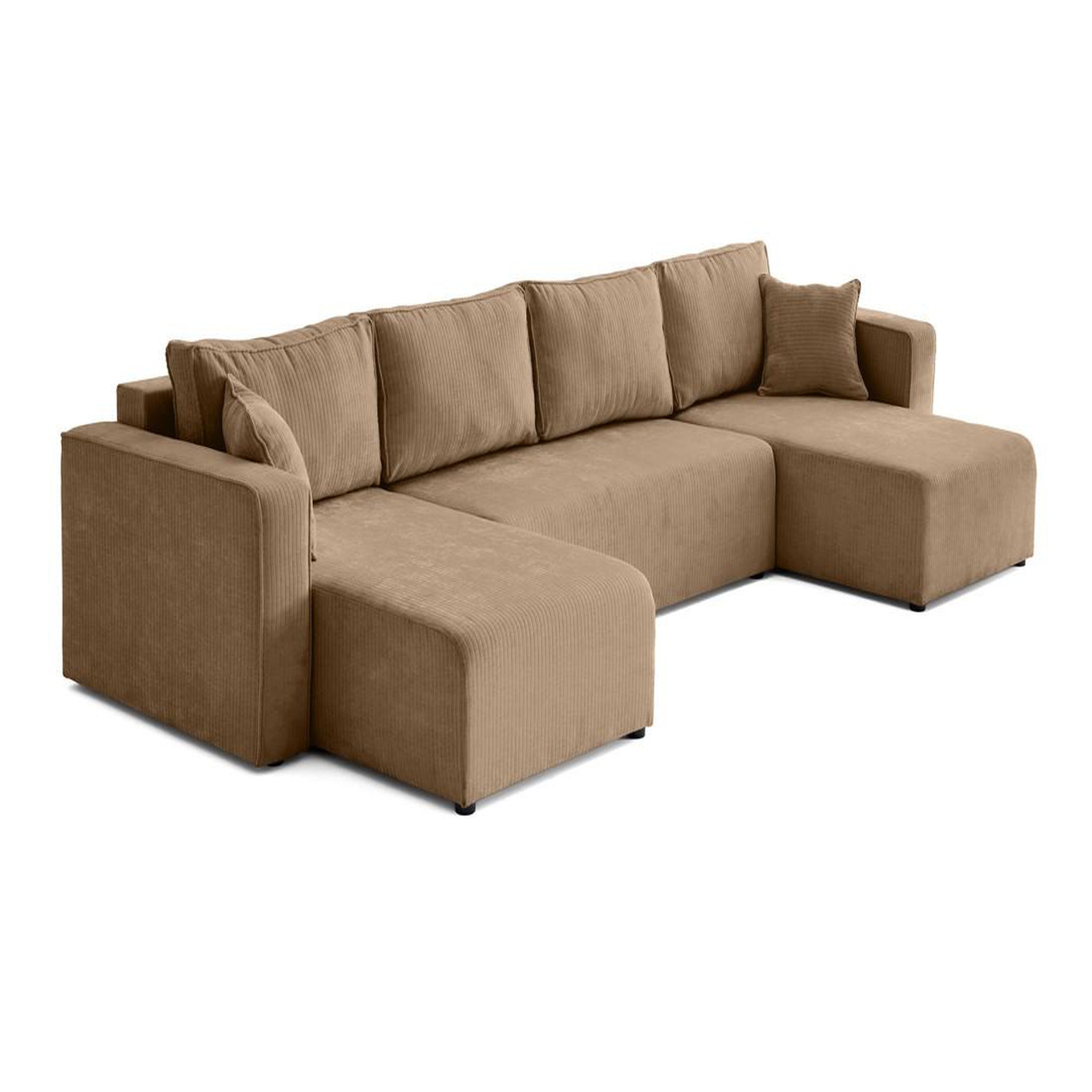 Voir la diapositive 5 : BEST MOBILIER Topaze - canapé panoramique en u - 7 places - convertible avec coffre - en velours côtelé plat