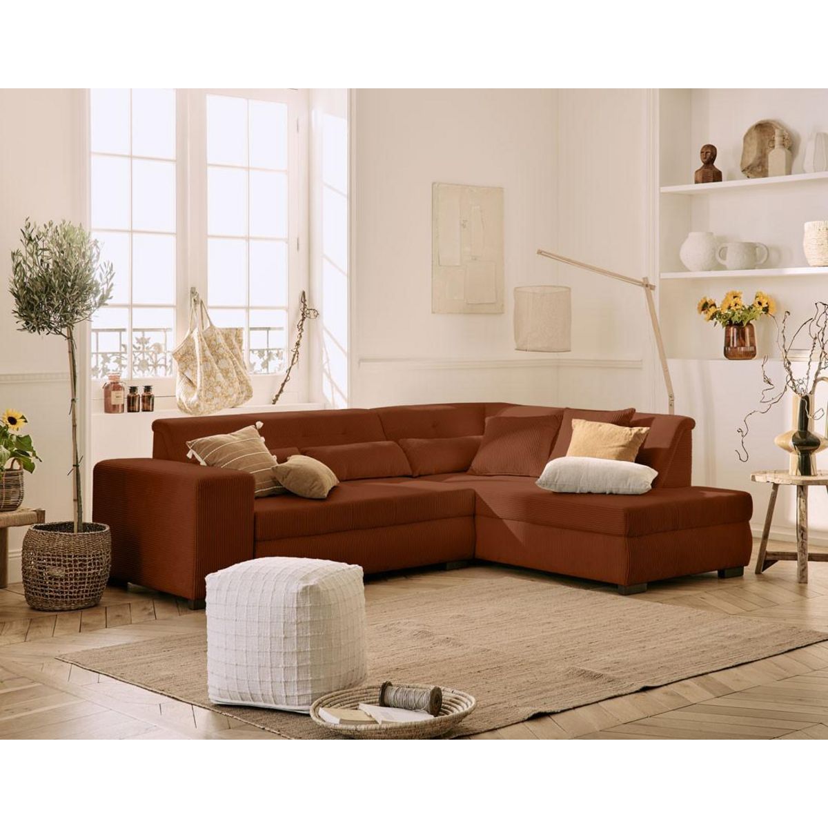 LISA DESIGN Vermont - canapé d'angle droit - 5 places - convertible - en velours côtelé