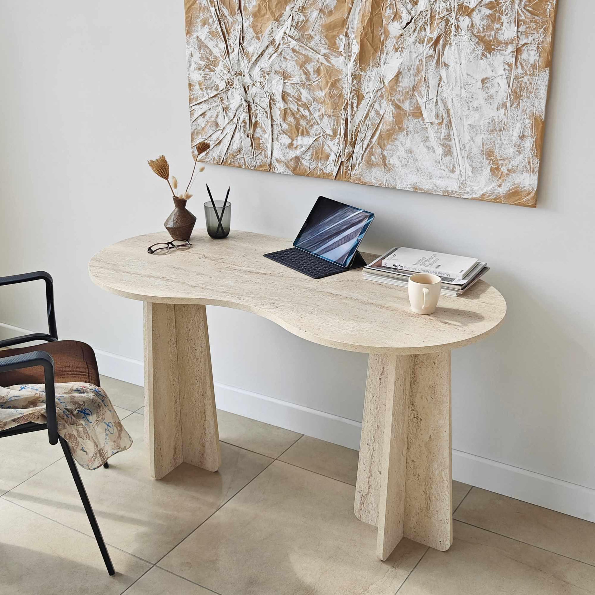 Voir la diapositive 2 : Habitat et Jardin Bureau en bois  infini  120 x 60 x 75 cm - travertin