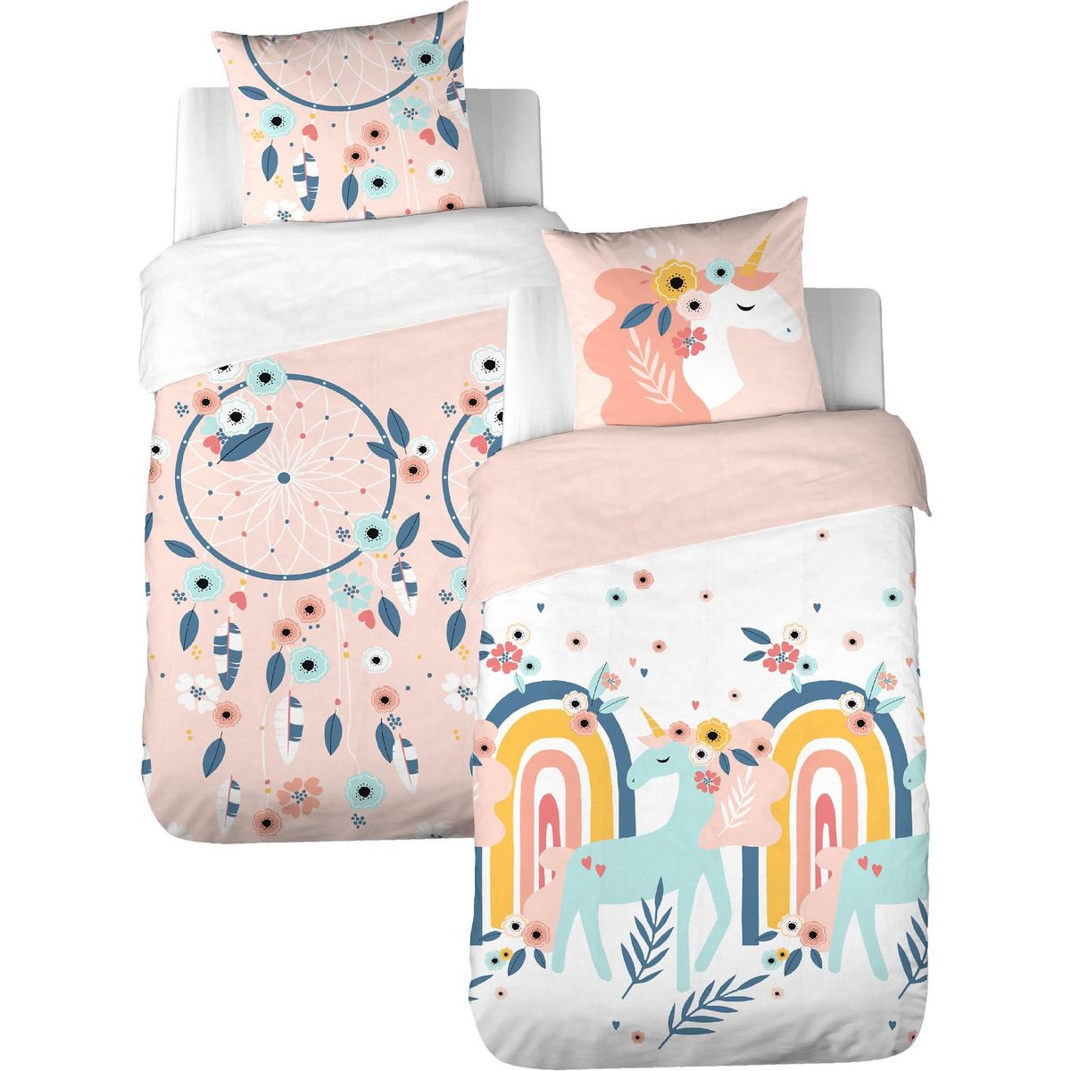 Home collection Parure de couette 2pcs 140x200cm better coton bci adouci prunellia