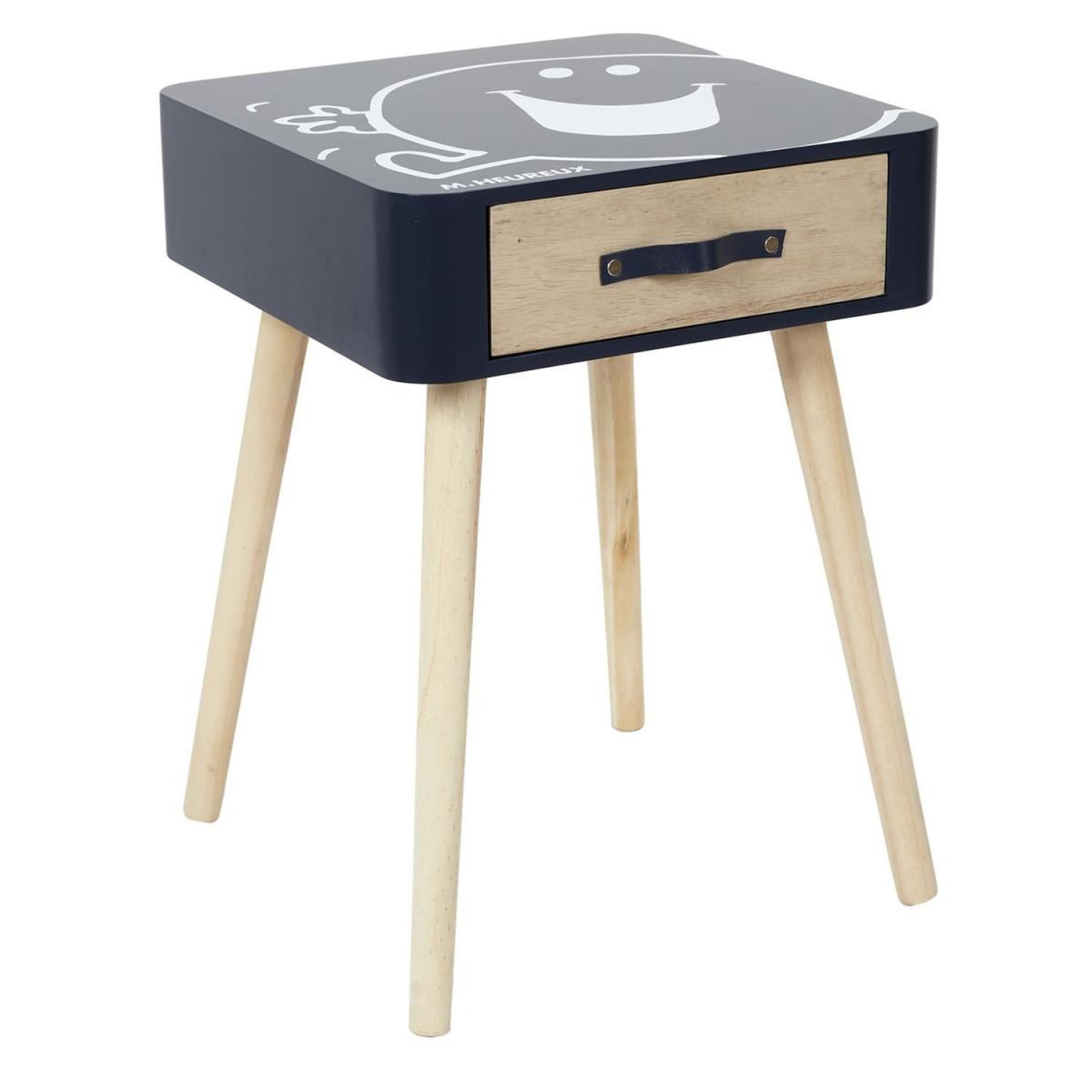 The Home Deco Factory Table de chevet  monsieur heureux  48cm bleu