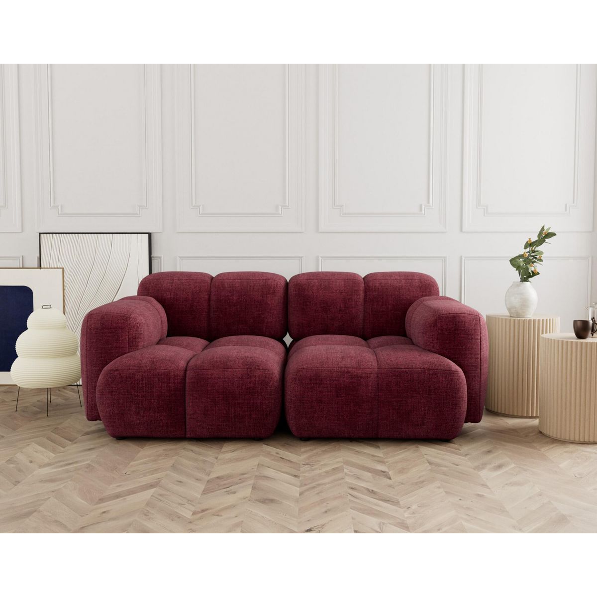 LISA DESIGN Grace - canapé modulable 2 places en velours texturé