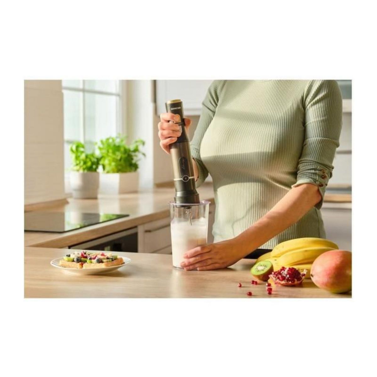 SENCO Mixeur plongeant 6 en 1 - SENCOR - SHB 6442BK - 1200 W - Technologie TITANIUM QuadBlade - Noir