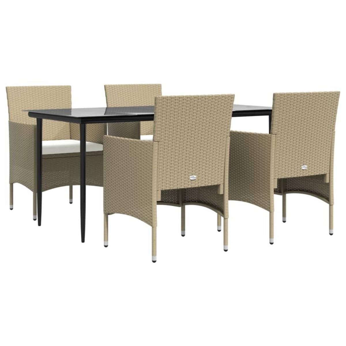 VIDAXL Ensemble a manger de jardin coussins 5 pcs Beige/noir