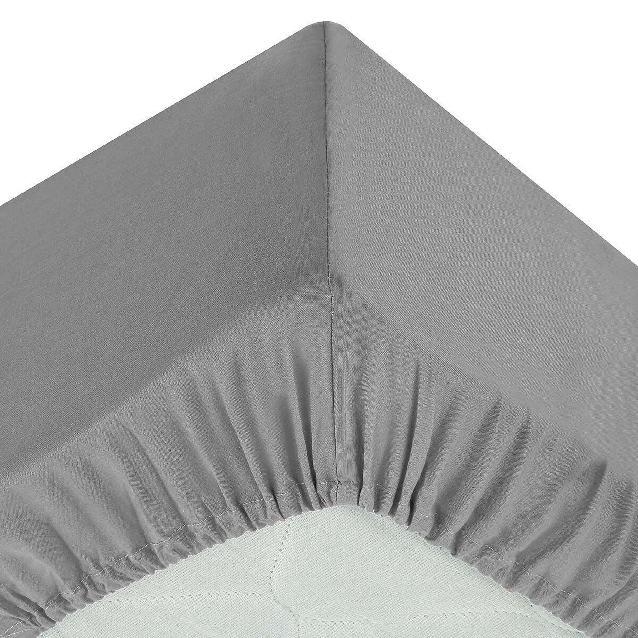 ATMOSPHERA Drap housse 2 personnes  percale  180x200cm gris