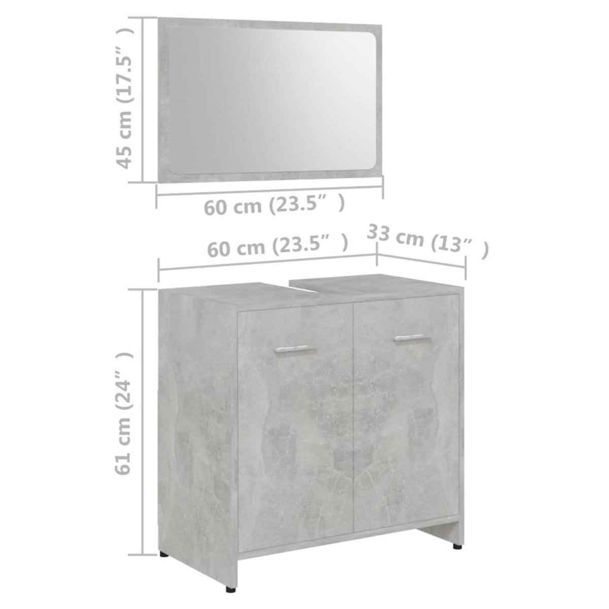 VIDAXL Ensemble de meubles de bain 3 pcs Gris beton Bois d'ingenierie