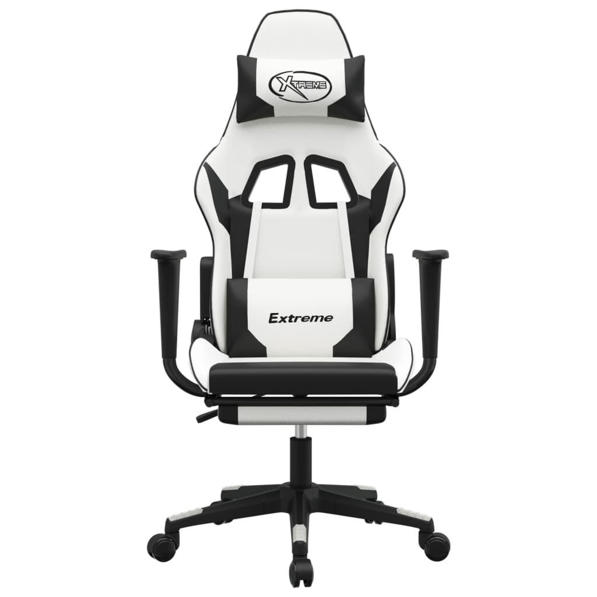 Voir la diapositive 3 : VIDAXL Chaise de jeu avec repose-pied Blanc et noir Similicuir