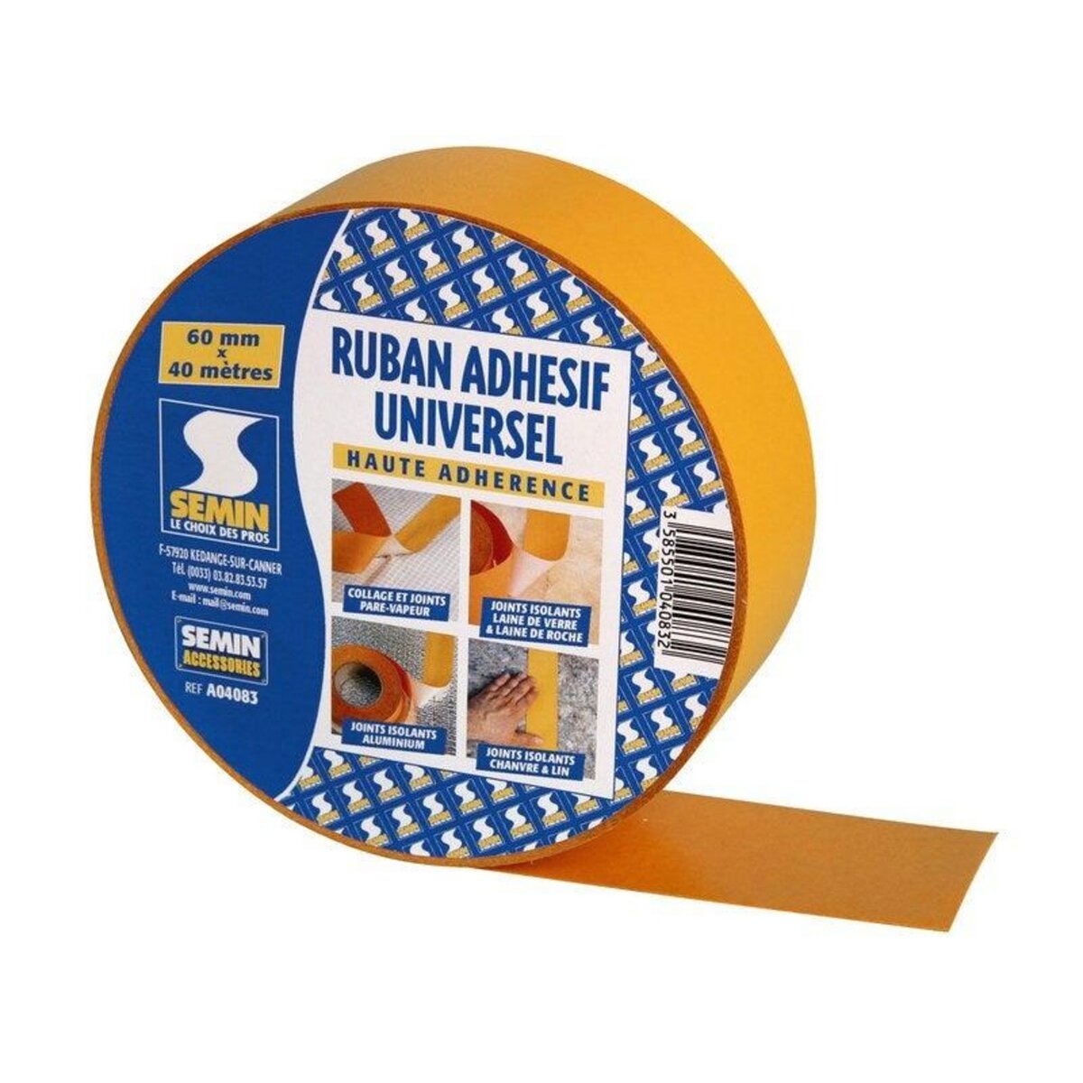 CENTRALE BRICO Ruban adhésif universel haute adhérence, pare vapeur, SEMIN, 60 cm x 40 ml