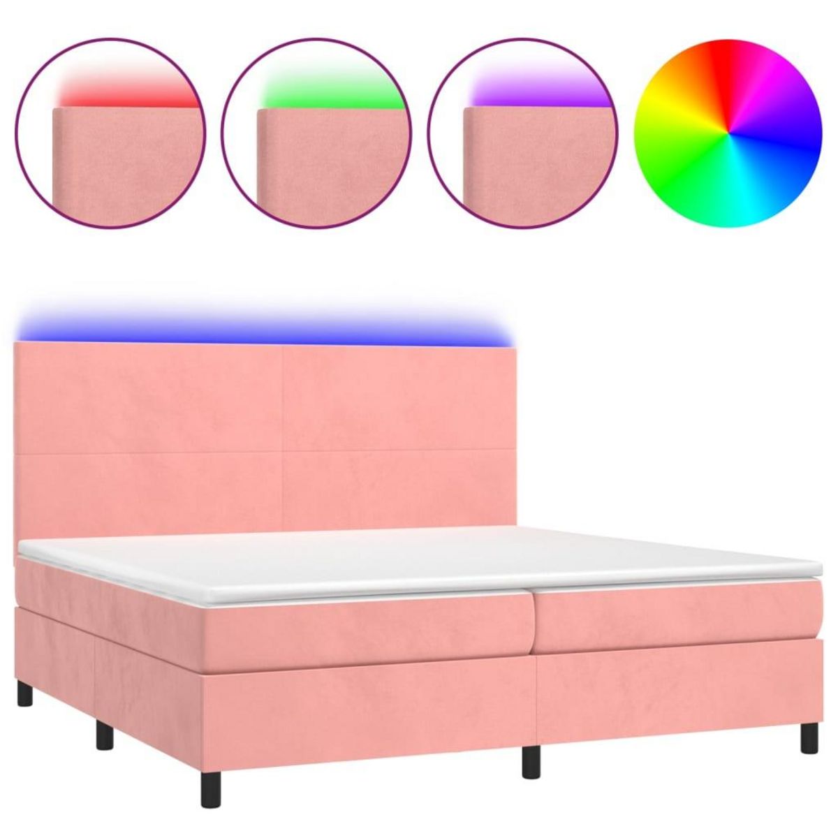 VIDAXL Sommier a lattes de lit et matelas LED Rose 200x200 cm Velours