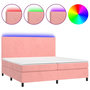 Voir la diapositive 2 : VIDAXL Sommier a lattes de lit et matelas LED Rose 200x200 cm Velours