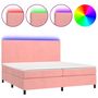 Voir la diapositive 2 : VIDAXL Sommier a lattes de lit et matelas LED Rose 200x200 cm Velours