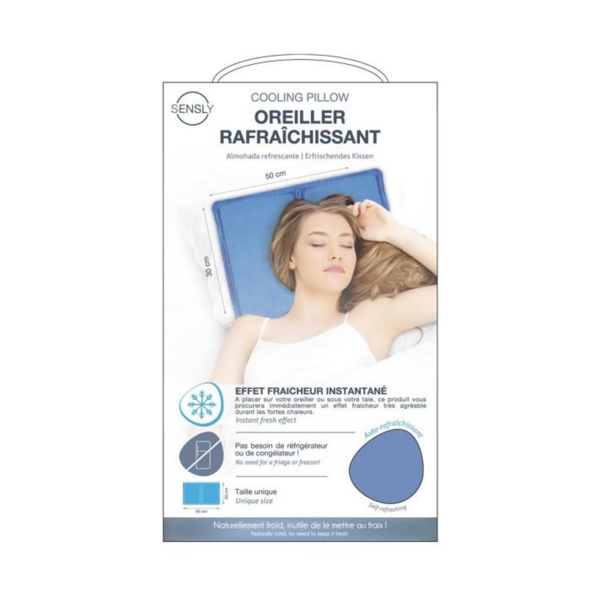 Paris Prix Oreiller Rafraîchissant  Instantané  30x50cm Bleu