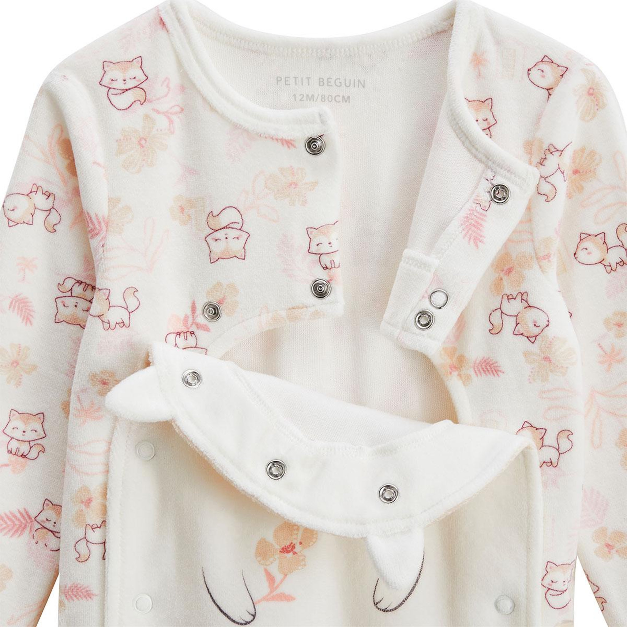 Voir la diapositive 3 : Petit Béguin Pyjama bébé en velours ouverture pont louison