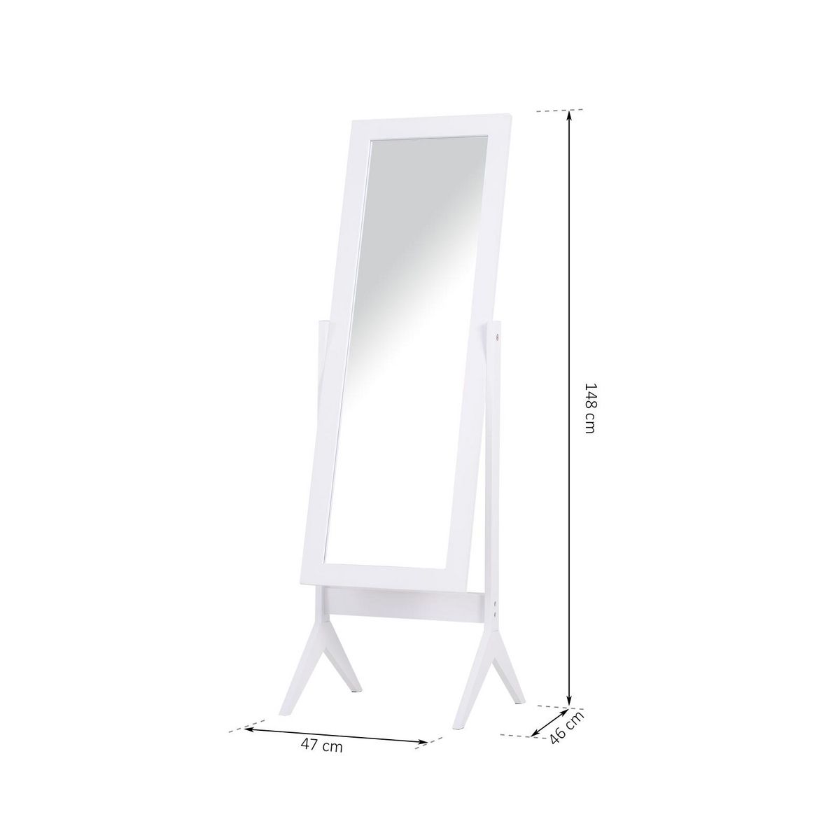 HOMCOM Miroir à pied inclinaison réglable dim. 47L x 46l x 148H cm MDF