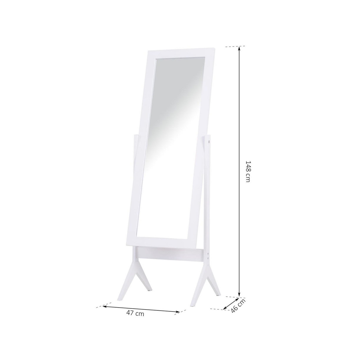 HOMCOM Miroir à pied inclinaison réglable dim. 47L x 46l x 148H cm MDF