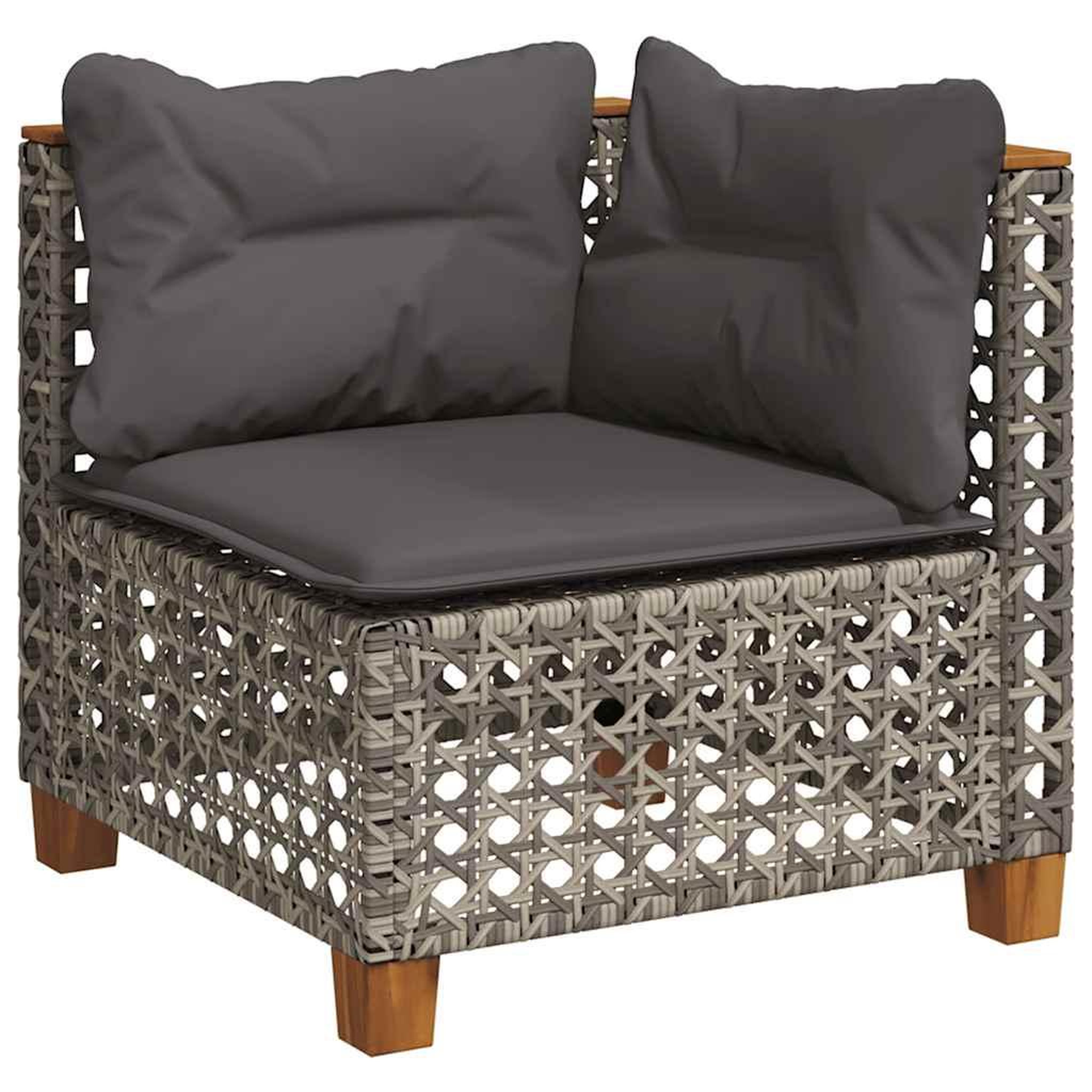 Voir la diapositive 4 : VIDAXL Salon de jardin avec coussins 7 pcs gris resine tressee