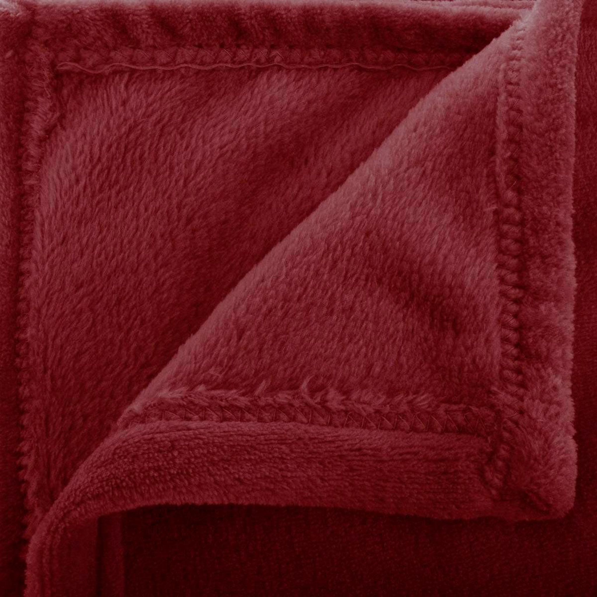 Voir la diapositive 2 : ATMOSPHERA Plaid en flanelle uni  ollis  130x180cm rouge grenat