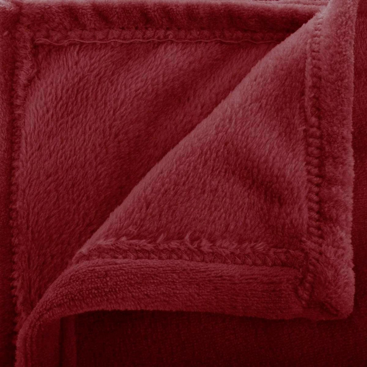 ATMOSPHERA Plaid en Flanelle Uni  Ollis  130x180cm Rouge Grenat