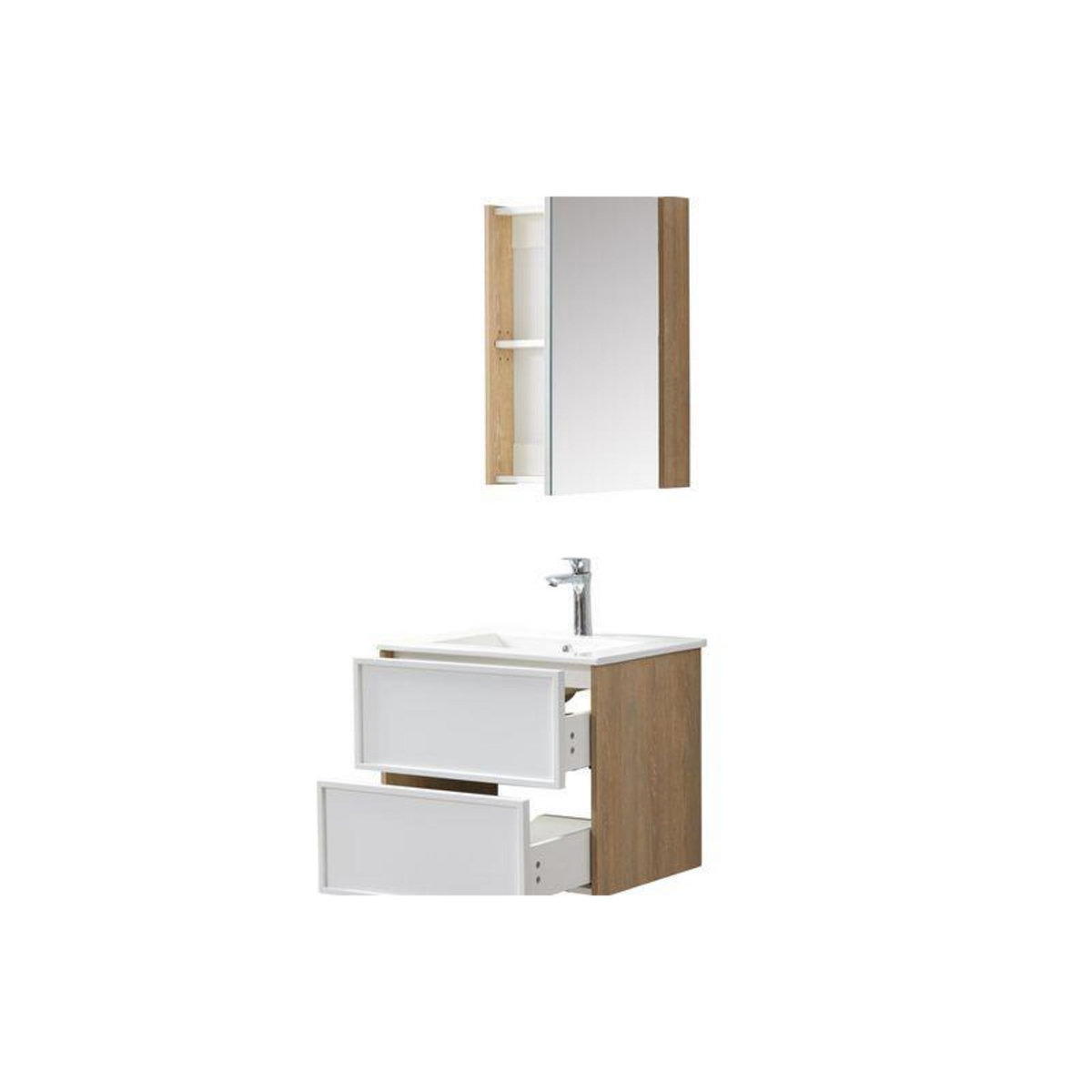 WILSA Ensemble de salle de bain blanc et bois 60 cm