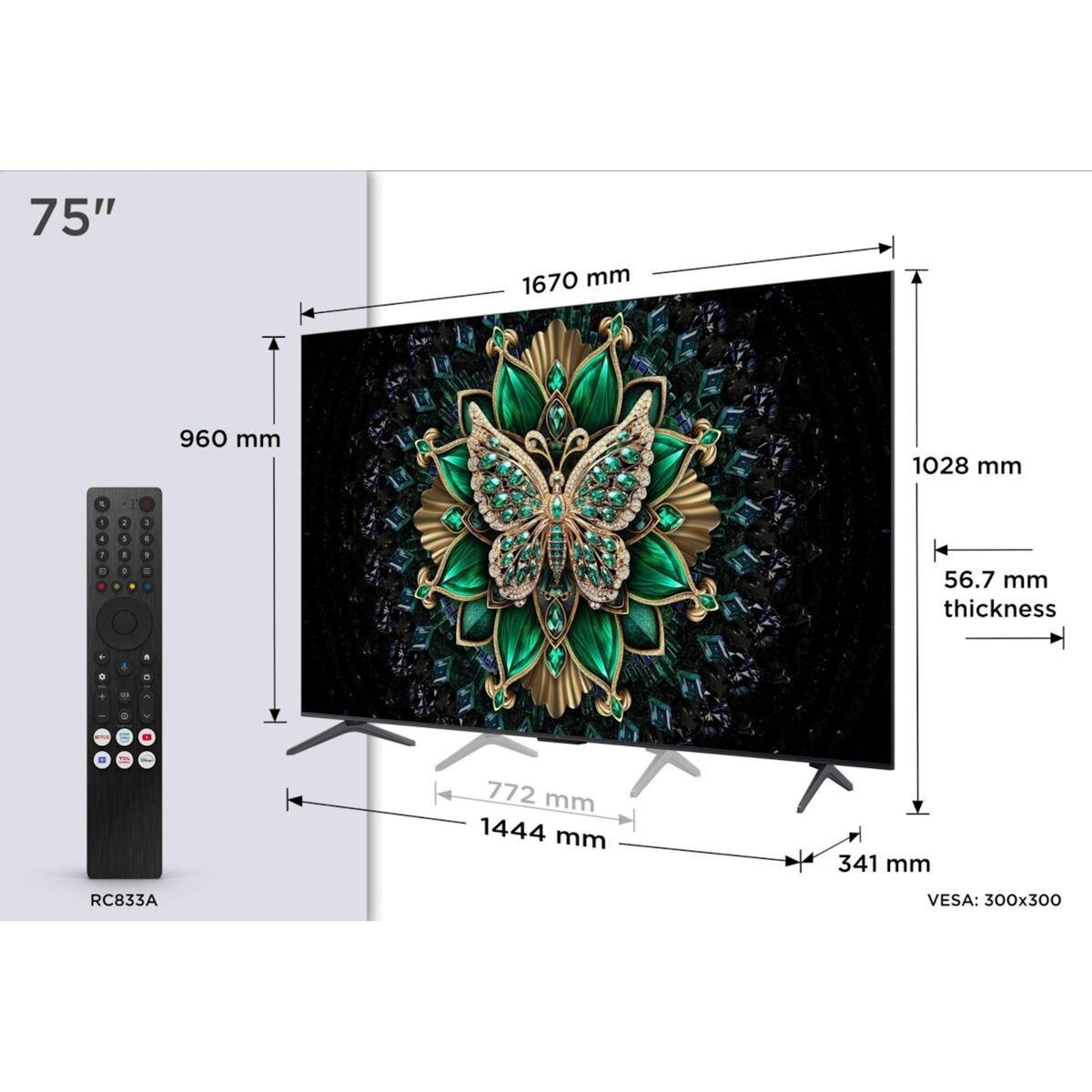 TCL TV Mini Led 75C69K 2025-75 pouces (189cm)