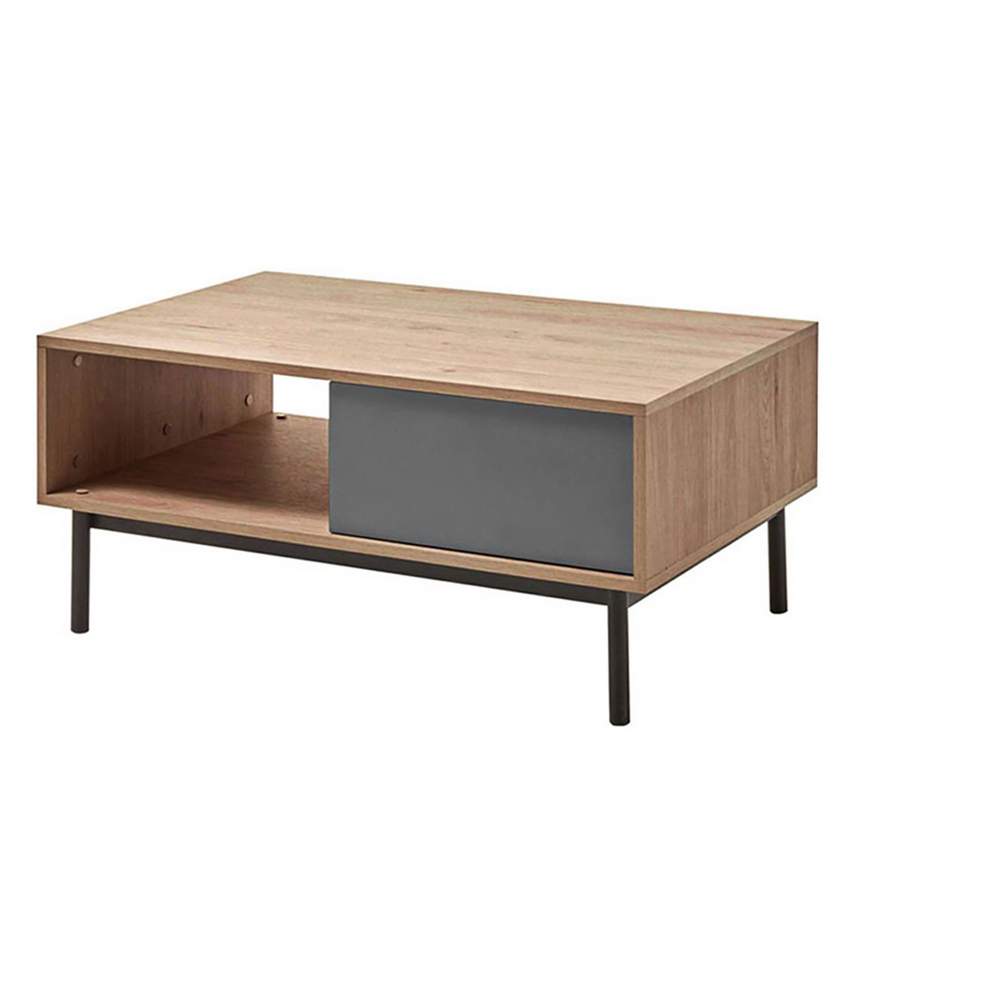 Voir la diapositive 1 : Table basse industrielle 1 tiroir L104cm THEO
