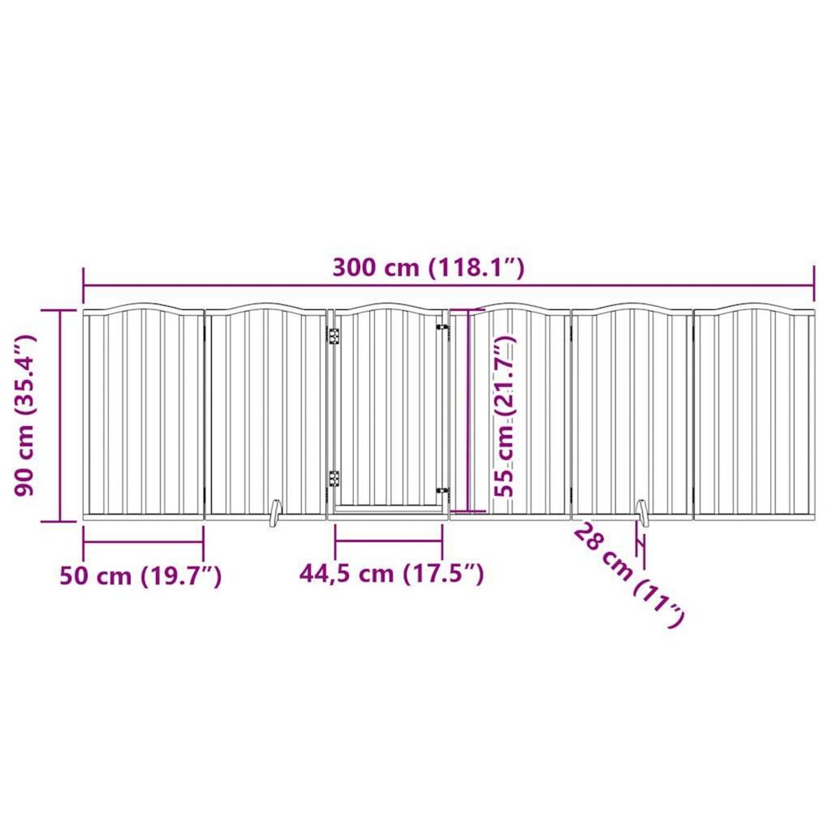 VIDAXL Barriere pour chiens et porte 6 panneaux blanc bois de peuplier