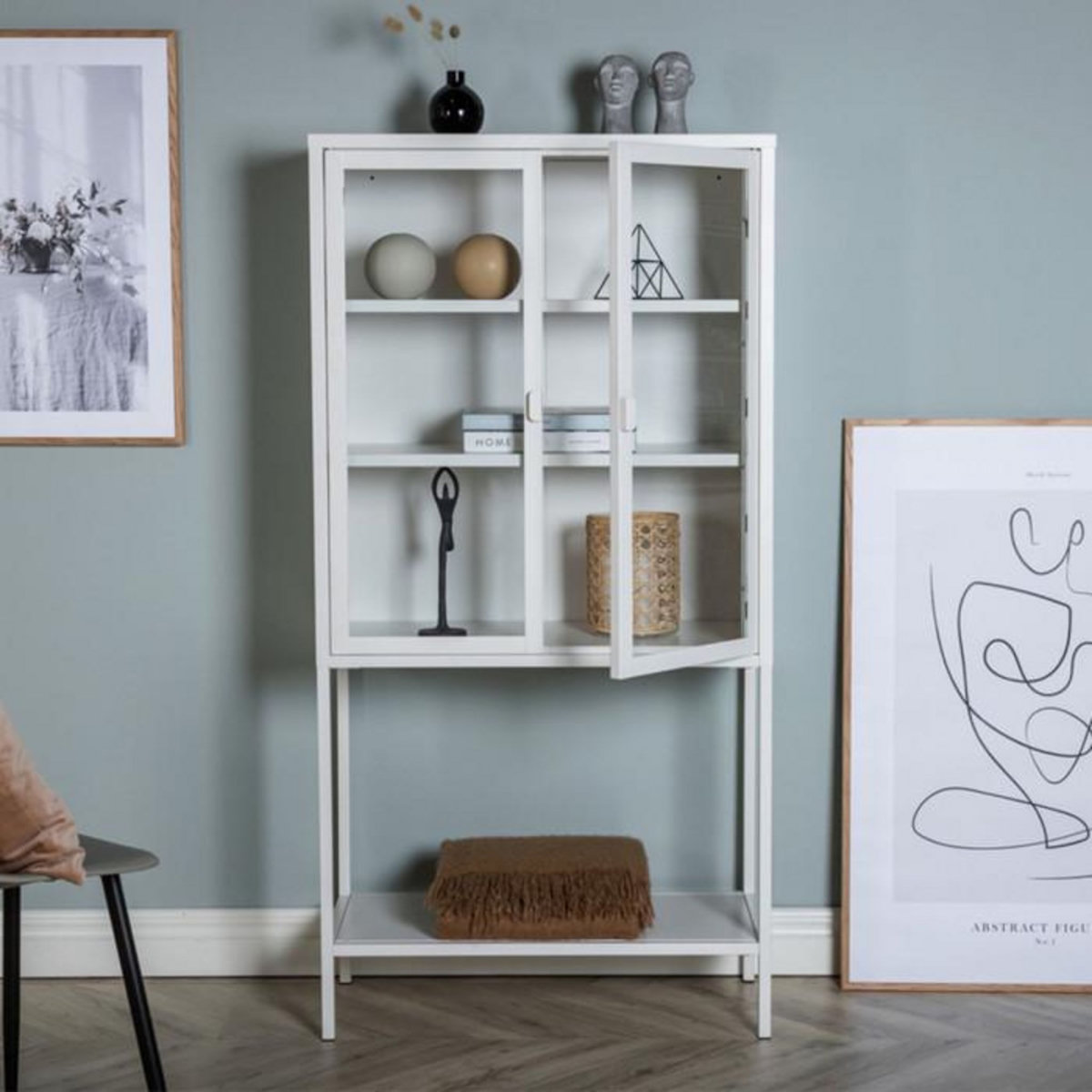 Paris Prix Vitrine 2 Portes en Verre  Misha  150cm Blanc