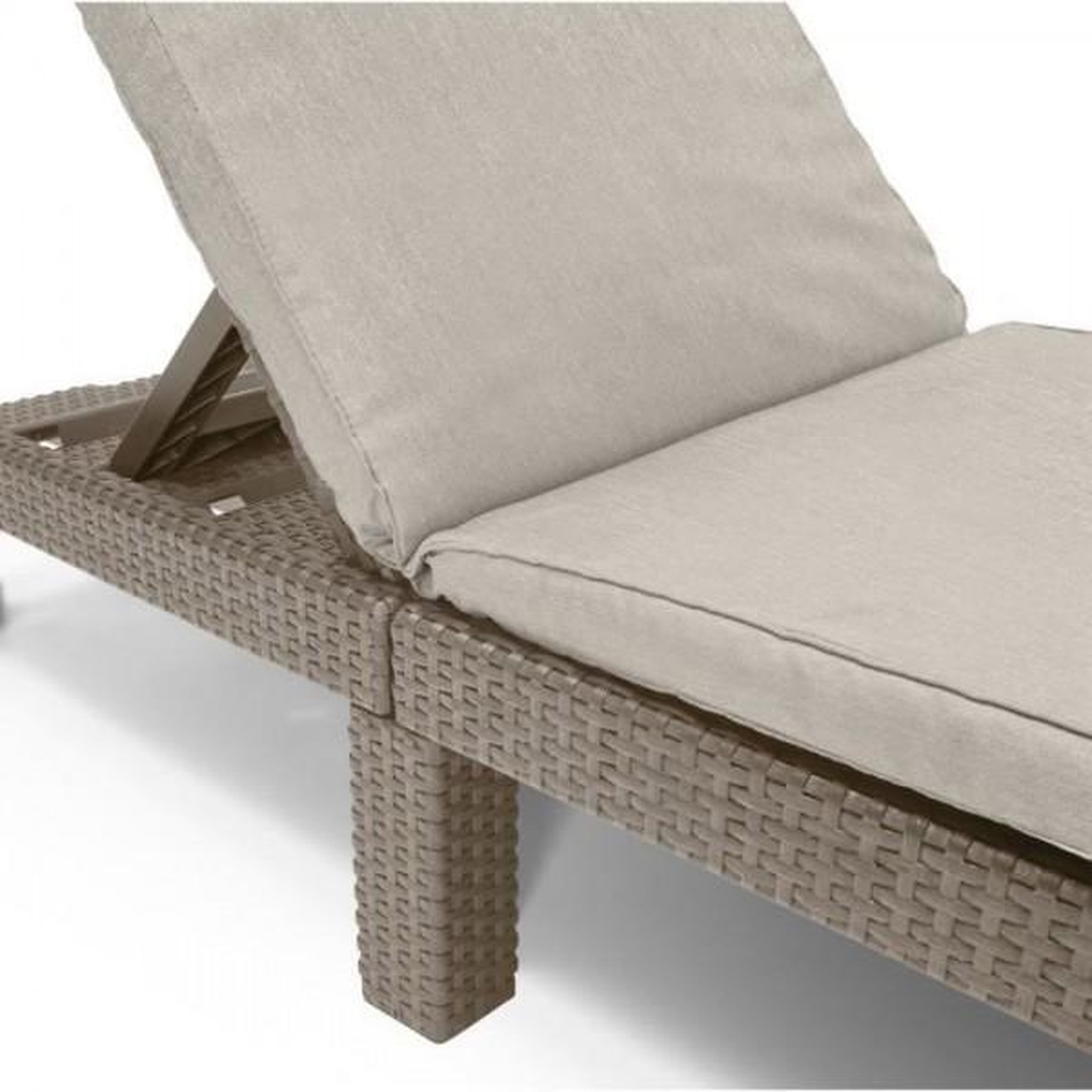 Voir la diapositive 3 : ALLIBERT by KETER Transat Bain de soleil - Allibert by KETER - DAYTONA - en résine imitation rotin tressé - coussin - dossier réglable - cappuccino
