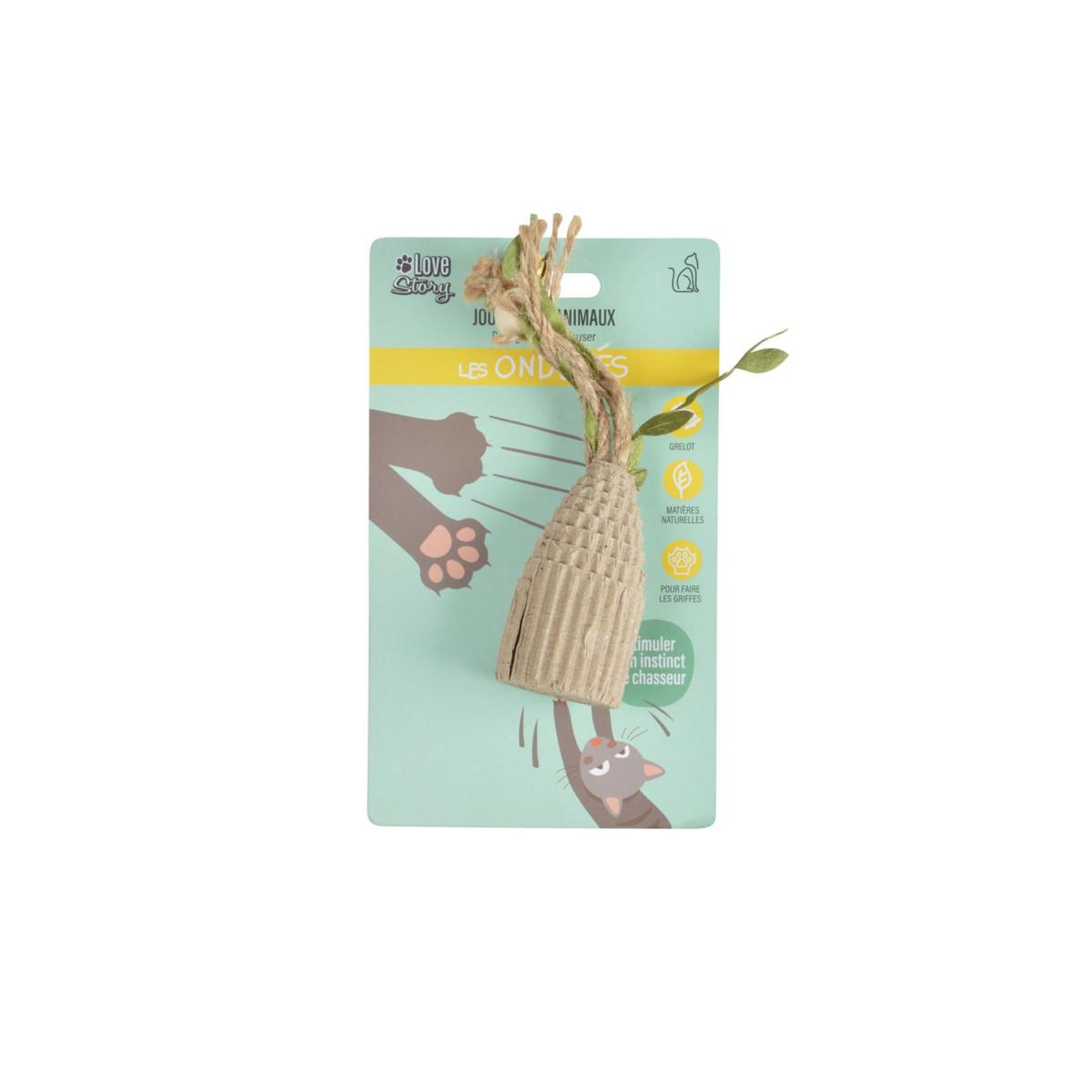 Voir la diapositive 2 : LOVE STORY Jouet pour chat  tour & ficelles  12cm naturel