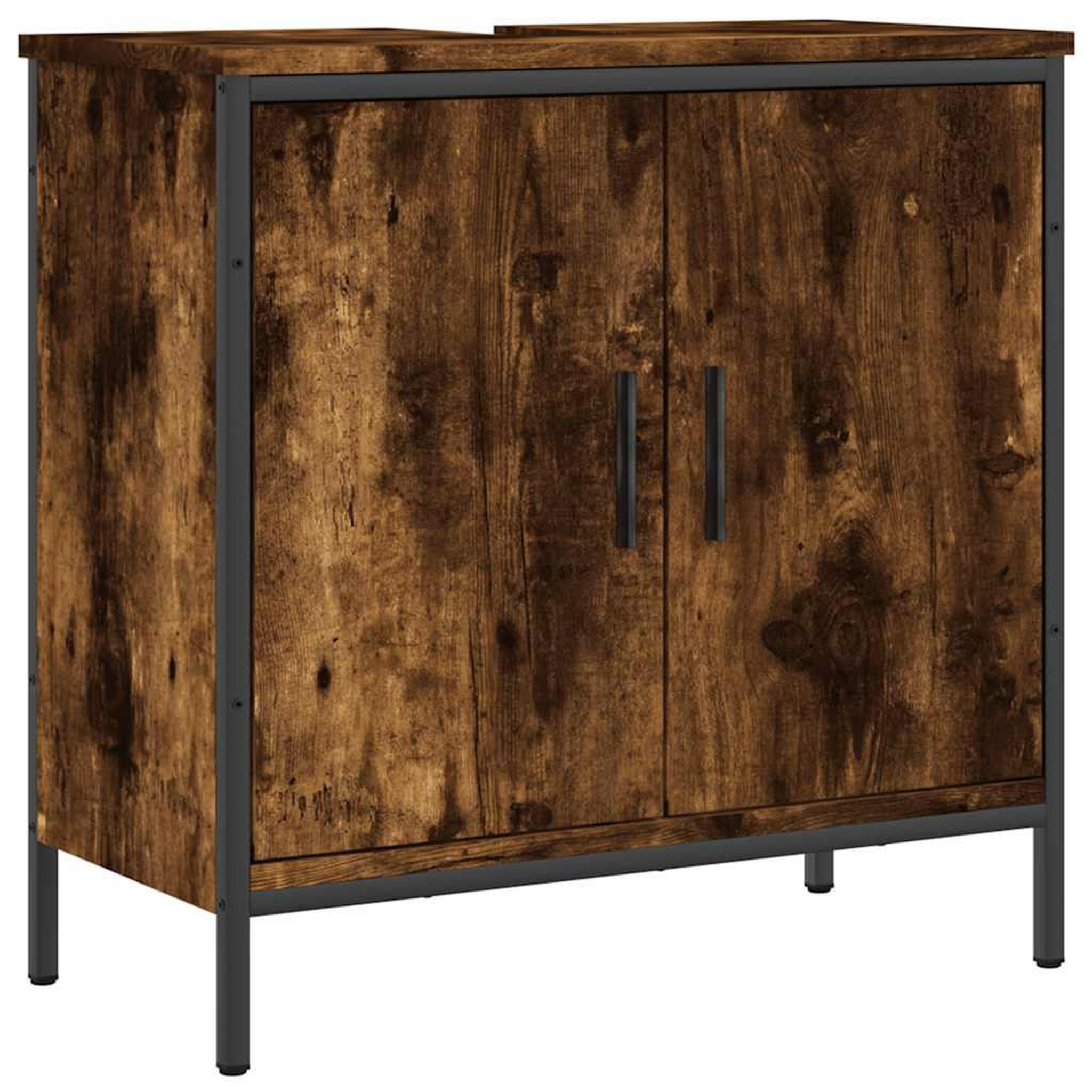 Voir la diapositive 2 : VIDAXL Armoire lavabo de salle de bain chene fume 60x30x60 cm