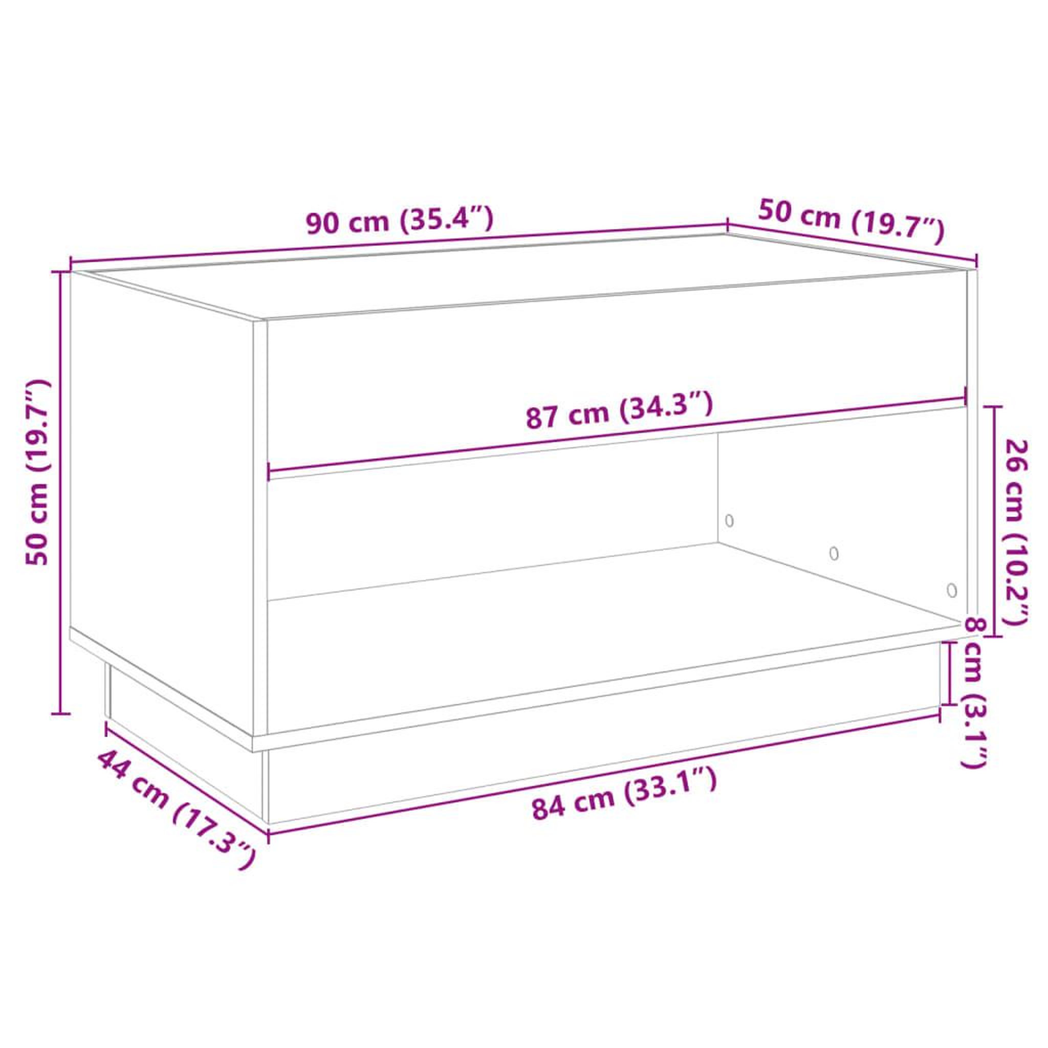 Voir la diapositive 6 : VIDAXL Table basse avec LED infini chene fume 90x50x50 cm