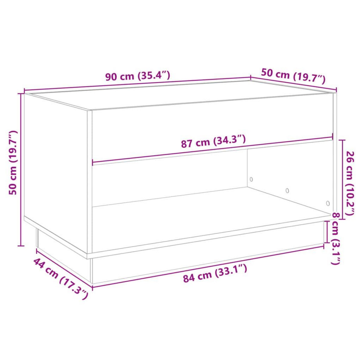 VIDAXL Table basse avec LED infini chene fume 90x50x50 cm