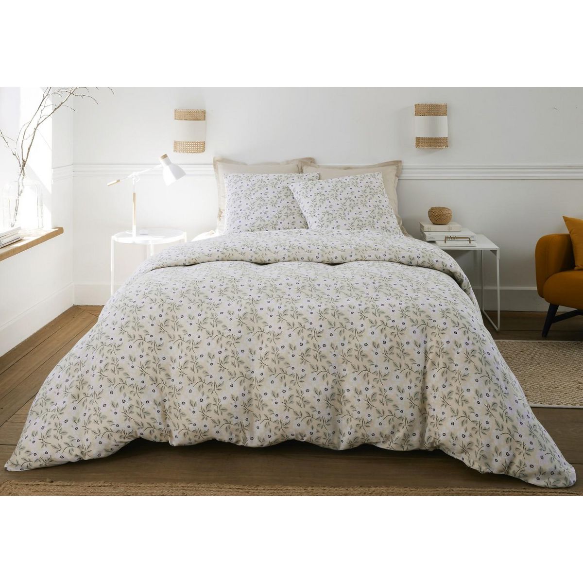 BATON ROUGE Parure housse de couette 100% gaze de coton imprimé loucile