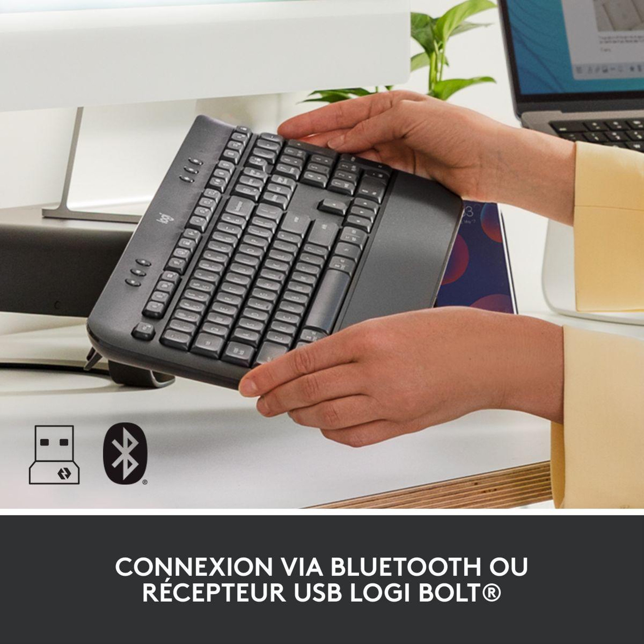 Voir la diapositive 4 : Logitech Clavier sans fil K650 Noir Ergonomique repose poignets