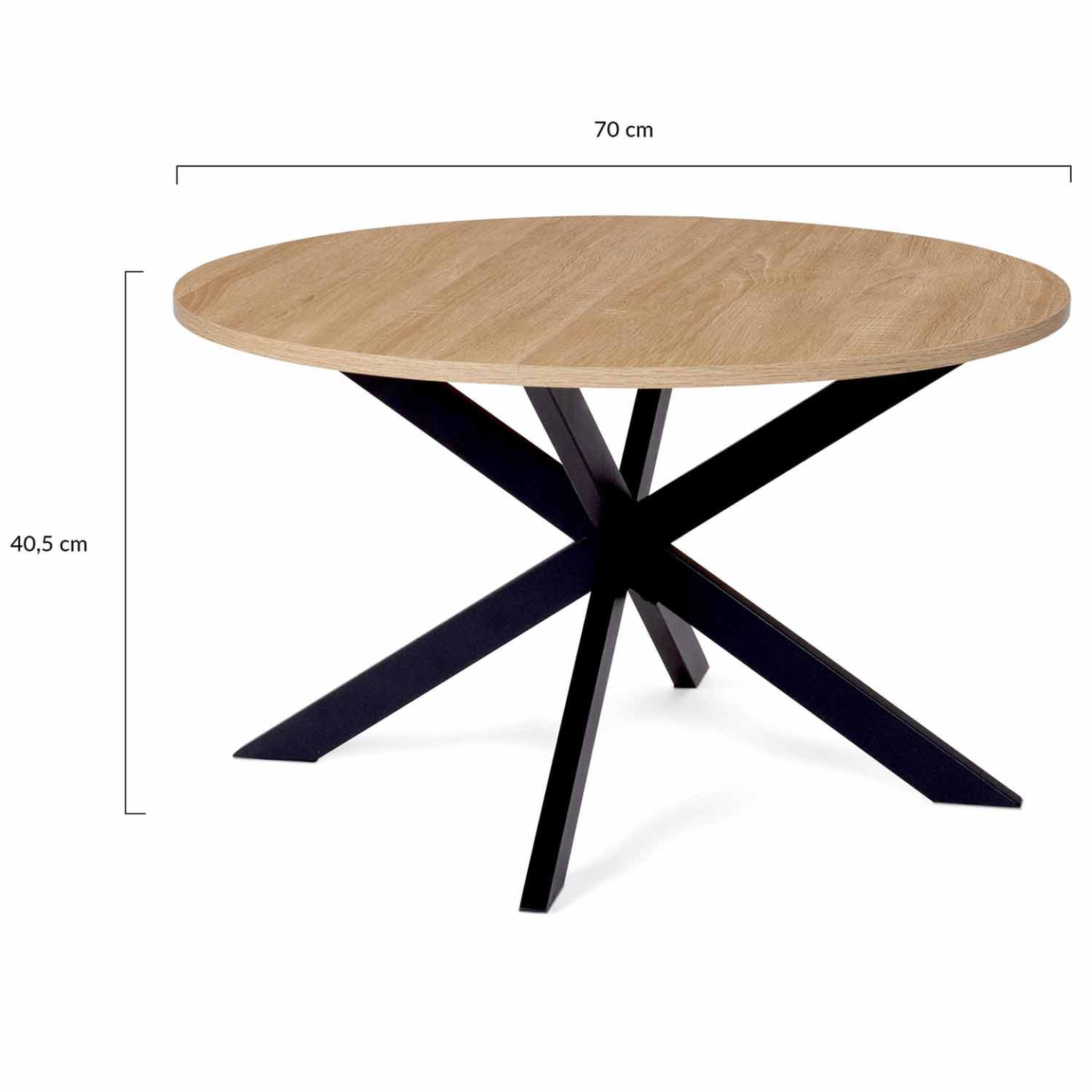 Voir la diapositive 4 : ID MARKET Table basse ronde alix 70 cm pied araignée bois et noir