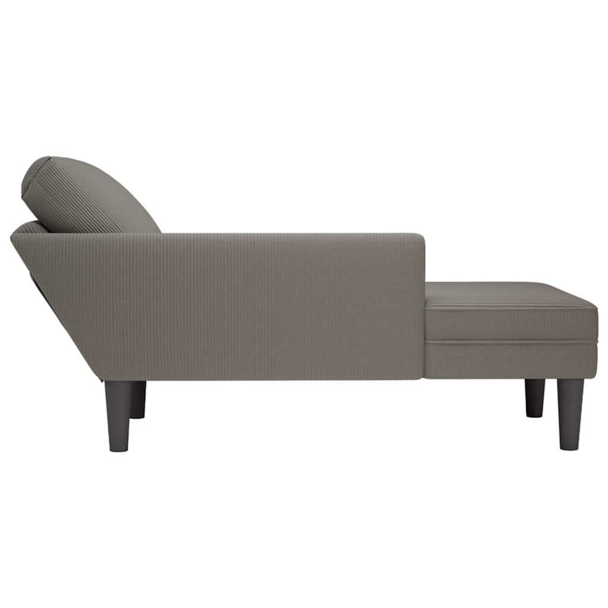 VIDAXL Chaise longue avec coussin gris clair tissu en velours cotele