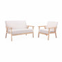 Voir la diapositive 6 : SWEEEK Fauteuil scandinave en bois et tissu bouclette. Isak. L 64 x P 69.5 x H 73cm