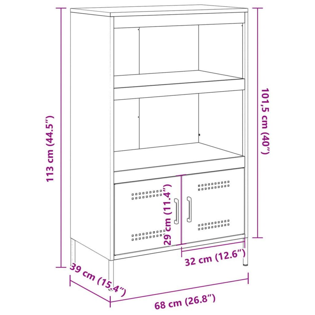 VIDAXL Buffet haut rose 68x39x113 cm acier