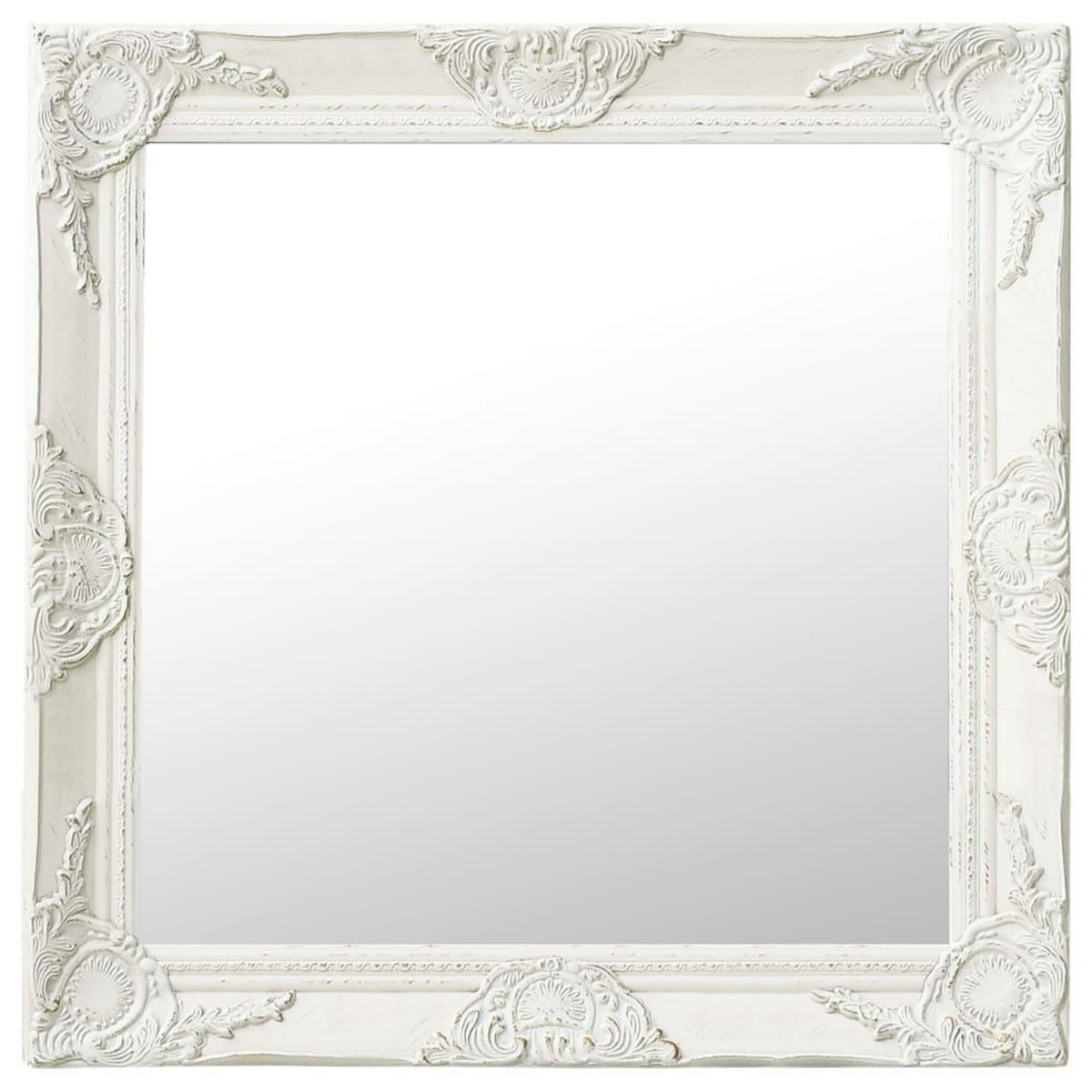 VIDAXL Miroir mural style baroque 60x60 cm Blanc