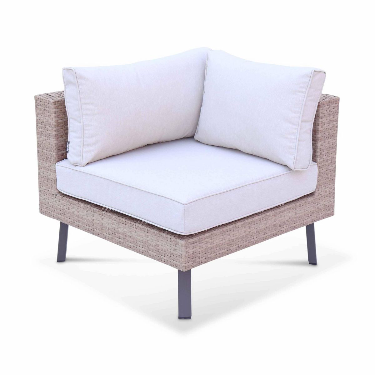 SWEEEK Salon de jardin 5 places en résine tressée plate – Alba