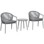 Voir la diapositive 1 : OUTSUNNY Ensemble bistrot de jardin 3 pcs 2 fauteuils table basse coussins gris