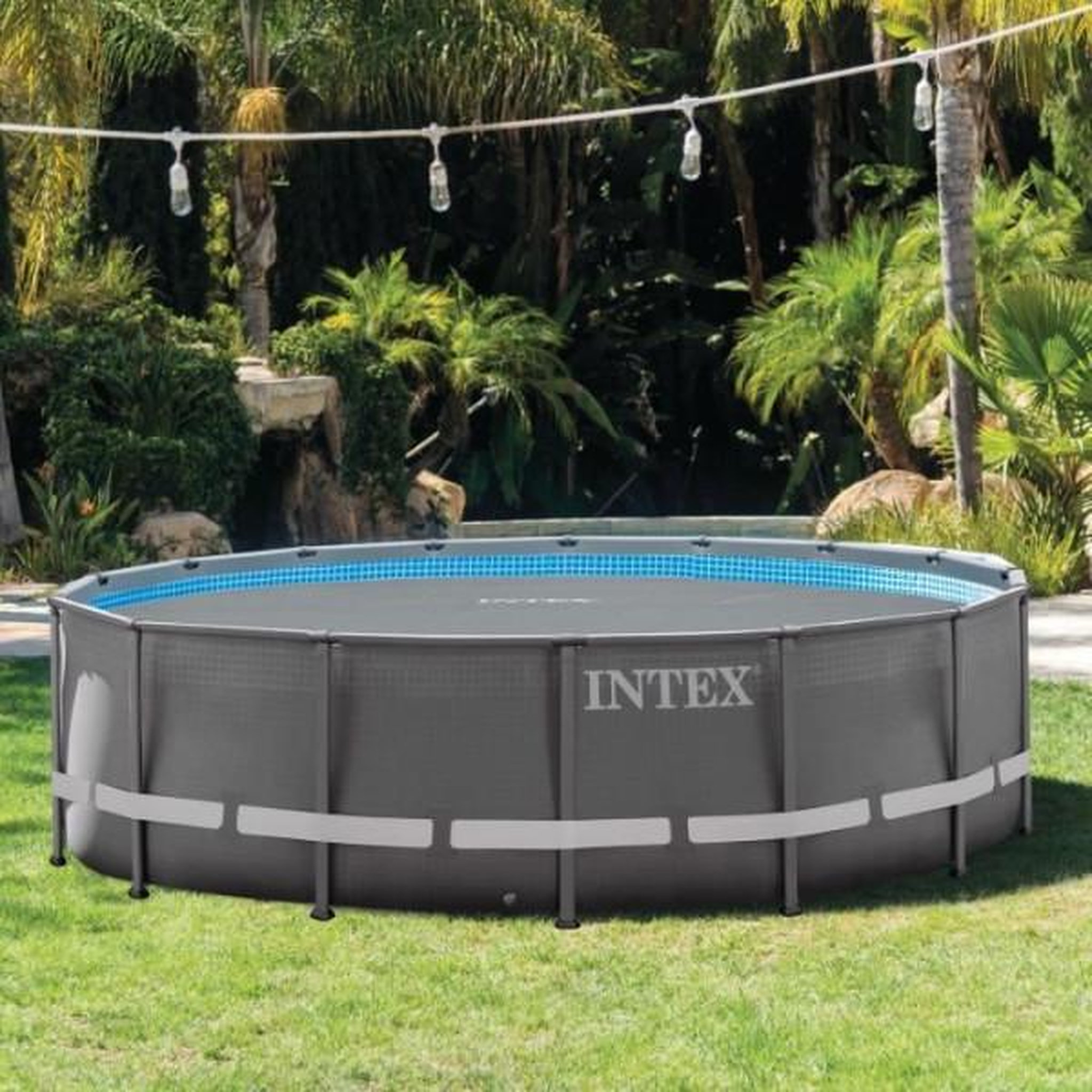 Voir la diapositive 2 : INTEX Bâche a bulles pour piscine INTEX - Diametre 4,20m - Renforcée pour une meilleure durabilité - Gris