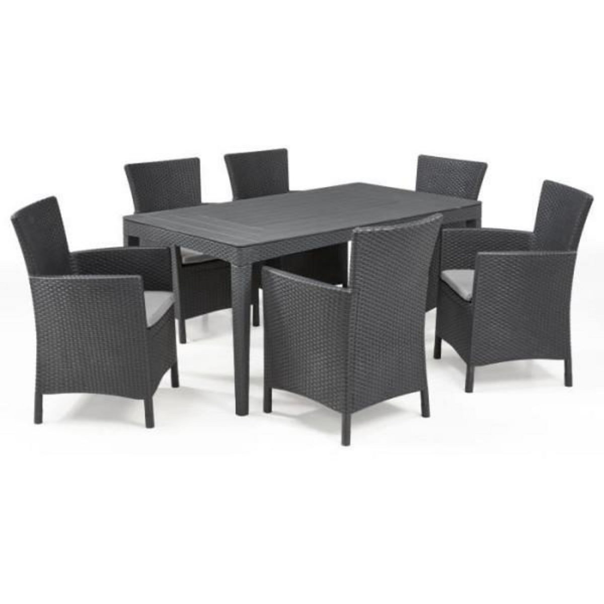 Keter Table de jardin - rectangulaire - gris graphite - en résine - 6 personnes - Girona - Allibert by KETER