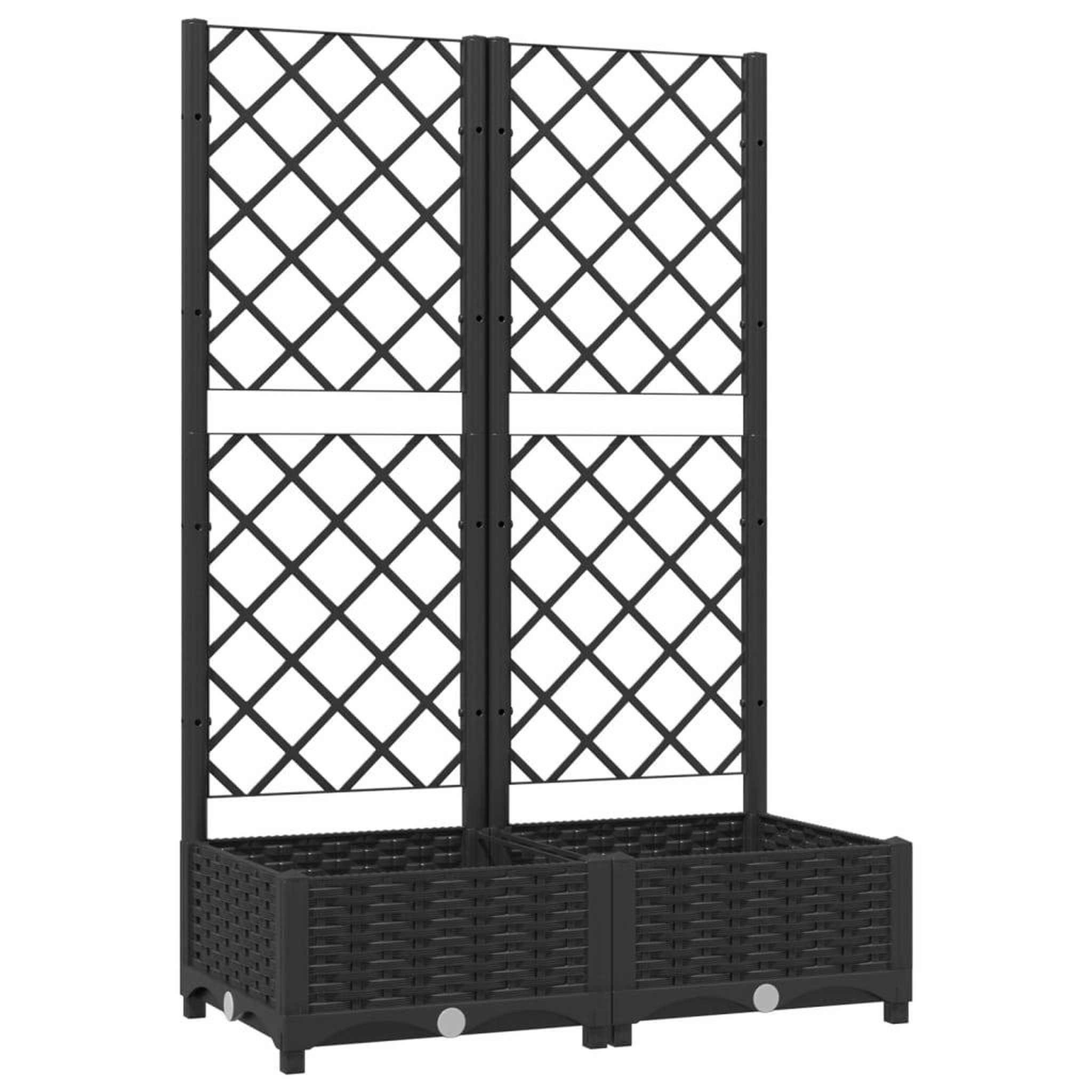Voir la diapositive 2 : VIDAXL Jardiniere avec treillis Noir 80x40x121,5 cm PP