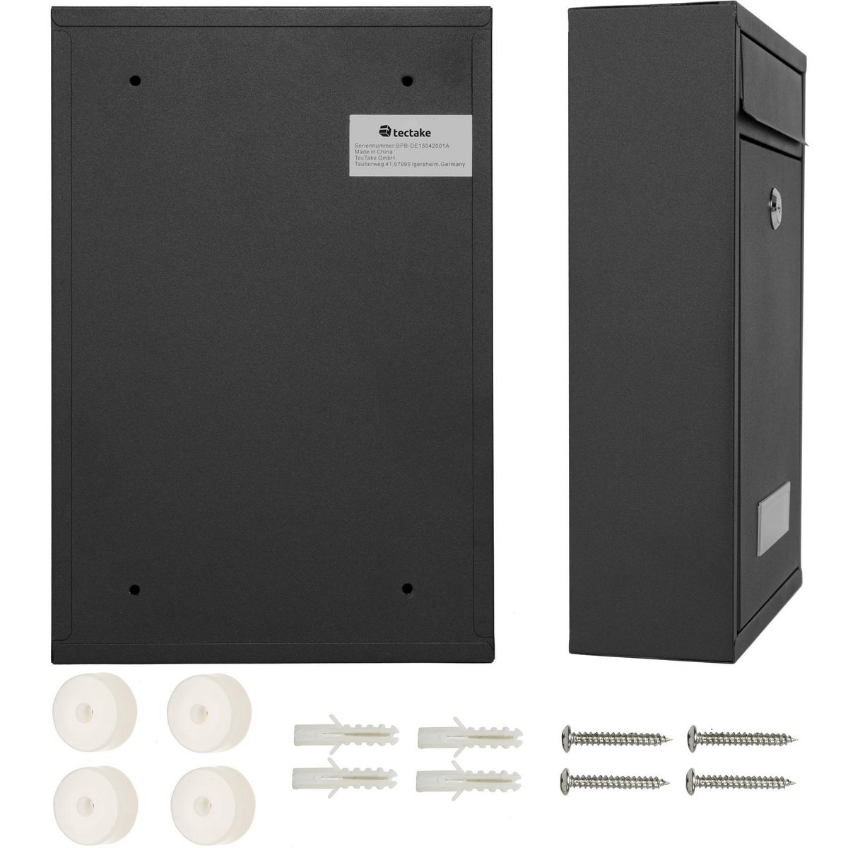 tectake Boîte aux lettres en Acier revêtu noir