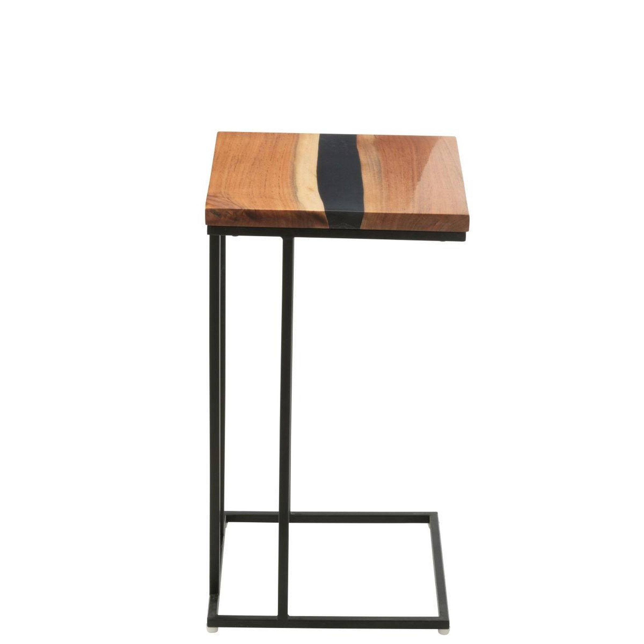 Voir la diapositive 3 : J-LINE Table d'appoint carrée en bois  douglas  55cm naturel & noir